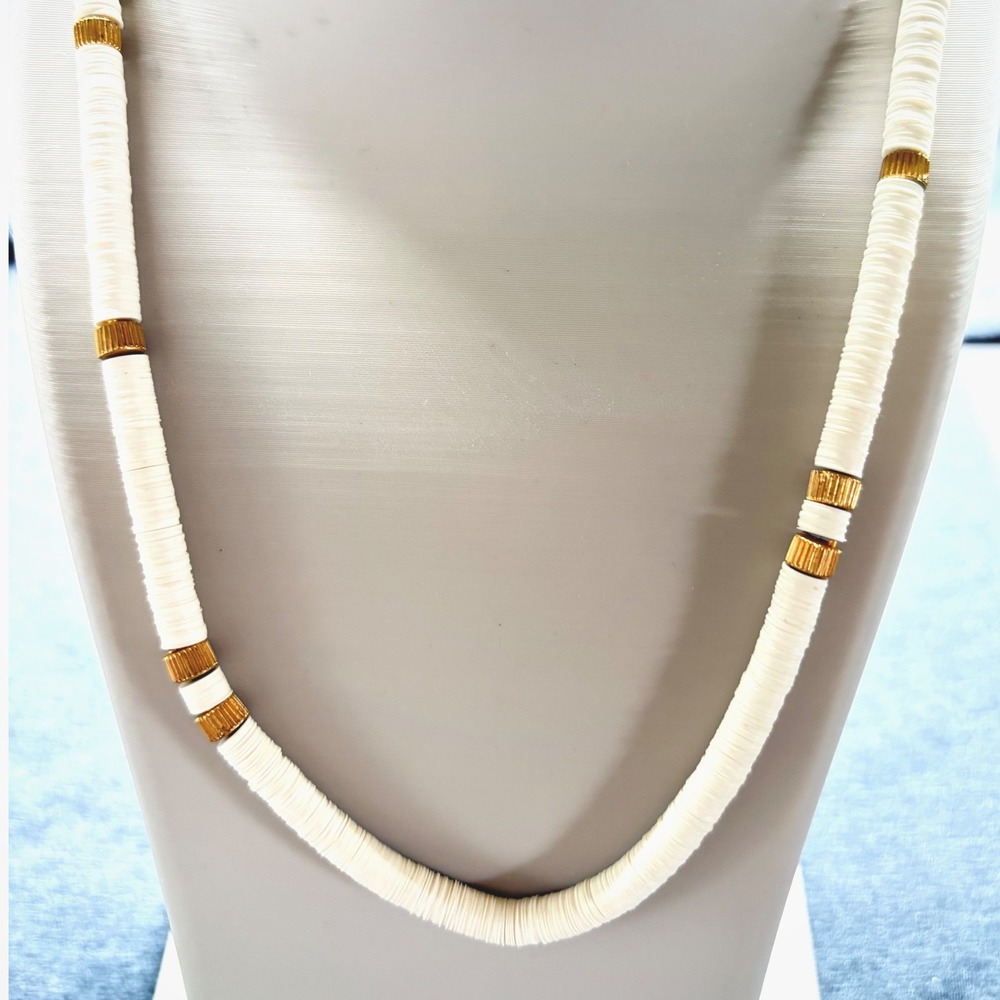 Kenneth Jay Lane Necklace Molded Plastic Gold Tone Vintage 1960s 28 Inch